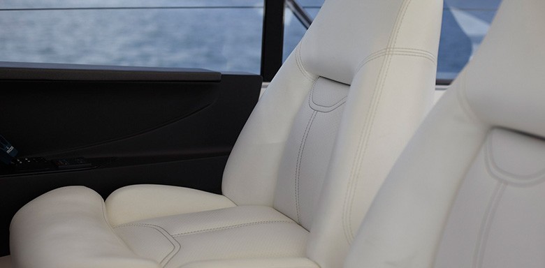 motor boat white leather seats