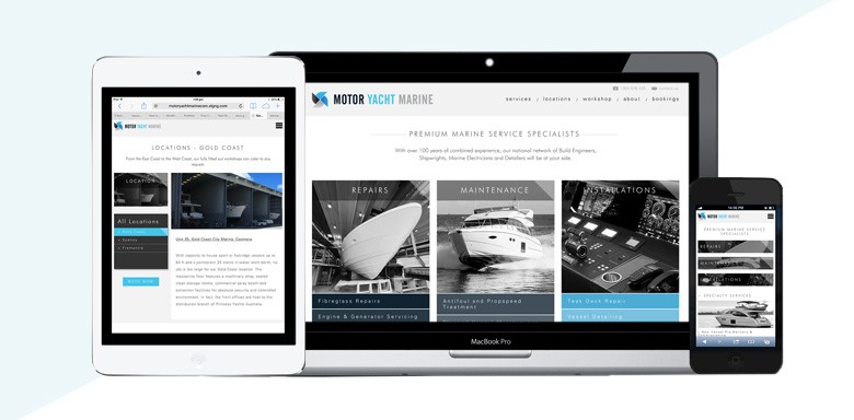 Preview of Motor Yacht Marine website in various devices