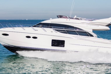 A white sailing Princess 56 motor yacht