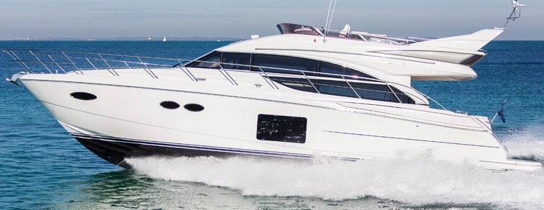 A white sailing Princess 56 motor yacht